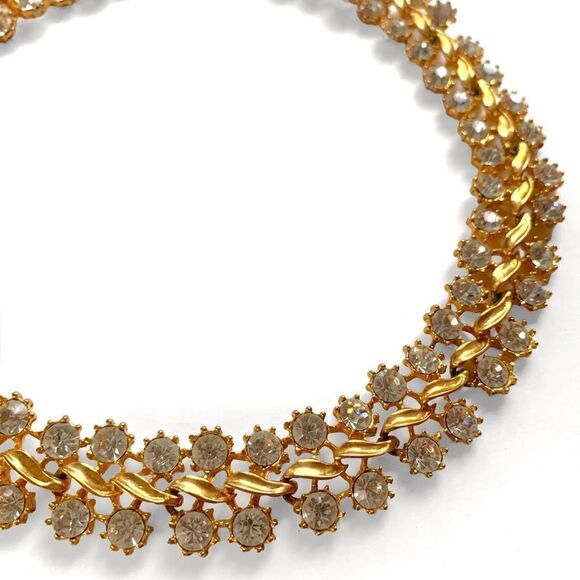 Gold Tone Rhinestone Collar Necklace - Picture 4 of 6